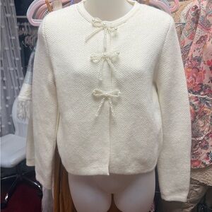 Chic Ivory Cardigan with Pearl Accents